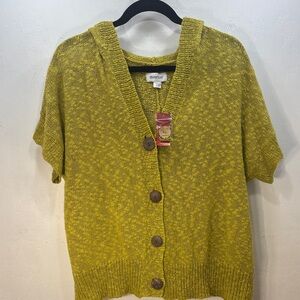 Avenue Women's Olive Short Sleeve NWT Knit Lightweight Cardigan Sweater 18 / 20